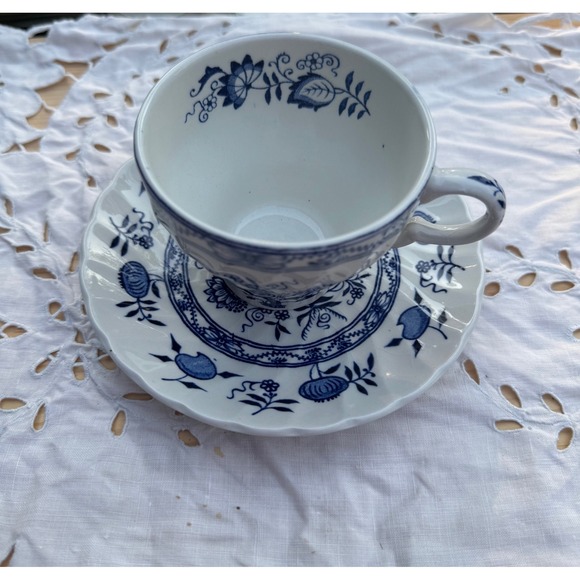 Wood & Sons Other - Wood and Sons Old Vienna Blue White Ironstone Tea Cup Saucer Set England Vintage